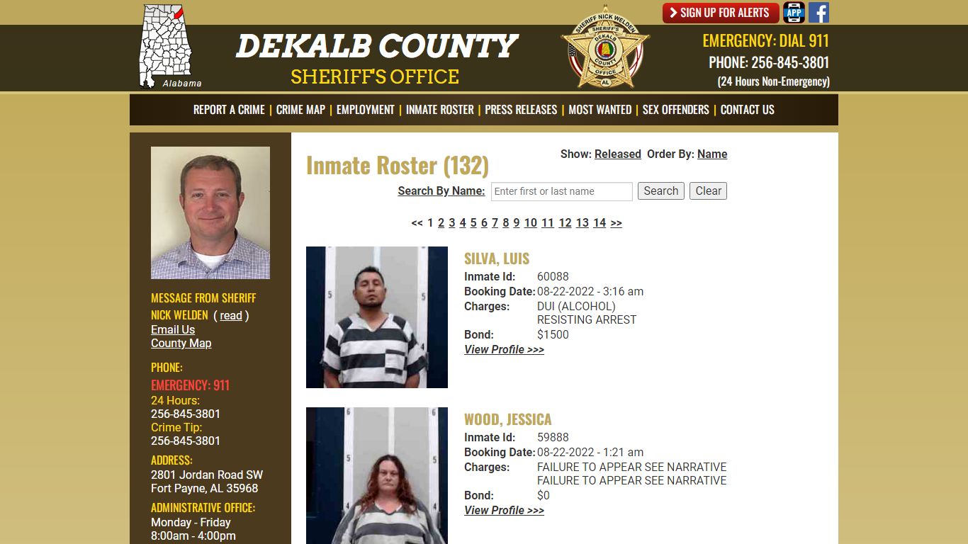 Inmate Roster - DeKalb County Sheriff's Office - Fort Payne, Alabama