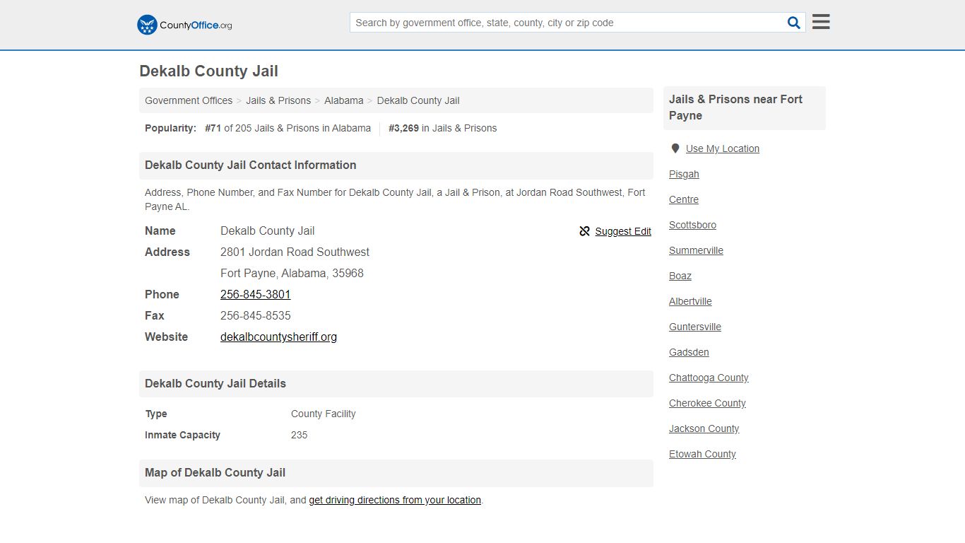 Dekalb County Jail - Fort Payne, AL (Address, Phone, and Fax)